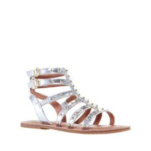 Nina Edie Gladiator Sandal Girls 4 M, SILVER METALLIC New